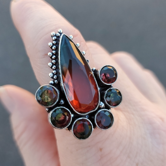 New Bi-Color Tourmaline 925 Silver Statement Ring. - Picture 1 of 7